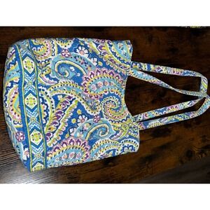 Vera Bradley Quilted Paisley Tote Bag Blue Purple Lime Green Shoulder Bag